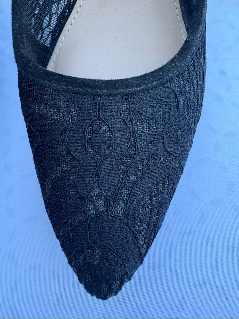 Kelly & Katie Black Pointed Toe Lace Flats - Feminine Work to Weekend